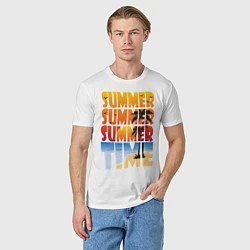 Футболка хлопковая мужская SUMMER TIME, цвет: белый — фото 2