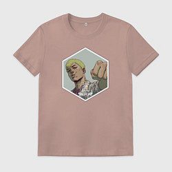 Футболка хлопковая мужская Eikichi Onizuka, цвет: пыльно-розовый