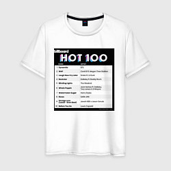 Футболка хлопковая мужская BTS DYNAMITE BILLBOARD HOT-100, цвет: белый