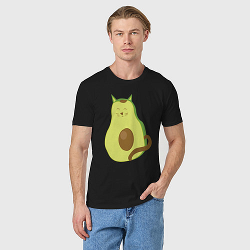 Мужская футболка Кошка Авокадка / Черный – фото 3