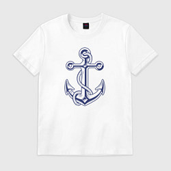 Футболка хлопковая мужская Якорь, цвет: белый