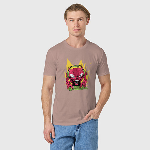 Мужская футболка Демон Геймер Demon Gamer / Пыльно-розовый – фото 3