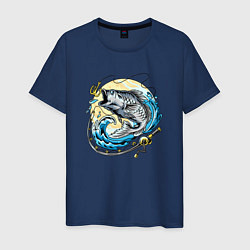 Футболка хлопковая мужская Рыбалка, цвет: тёмно-синий