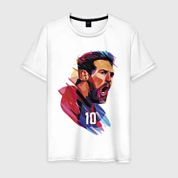 Футболка хлопковая мужская Lionel Messi Barcelona Argentina Football, цвет: белый