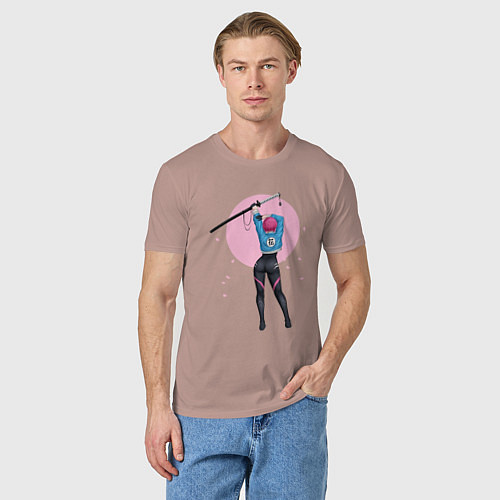 Мужская футболка Девушка-самурай / Пыльно-розовый – фото 3