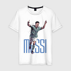 Футболка хлопковая мужская Lionel Messi Barcelona Argentina Striker!, цвет: белый