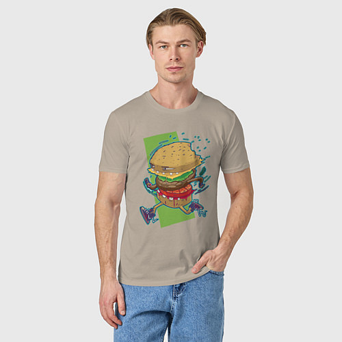 Мужская футболка Fast Food / Миндальный – фото 3