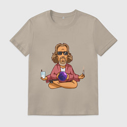 Футболка хлопковая мужская Медитация, цвет: миндальный
