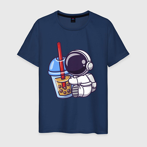Мужская футболка Астронавт и сок / Тёмно-синий – фото 1