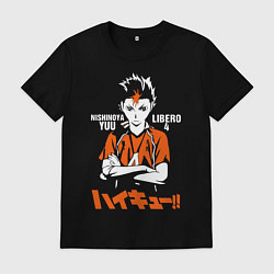 Футболка хлопковая мужская Юу Нишиноя Haikyu!!, цвет: черный