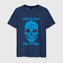 Футболка хлопковая мужская Рождён для волейбола, цвет: тёмно-синий