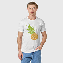Футболка хлопковая мужская Волейбольный ананас, цвет: белый — фото 2
