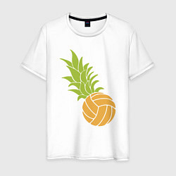 Футболка хлопковая мужская Волейбольный ананас, цвет: белый