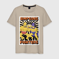 Футболка хлопковая мужская Simpsons fighters, цвет: миндальный