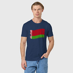 Футболка хлопковая мужская Флаг - Беларусь, цвет: тёмно-синий — фото 2