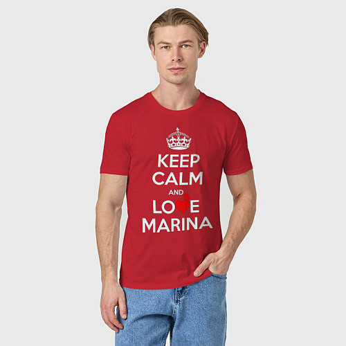 Мужская футболка Будь спок и люби Марина / Красный – фото 3