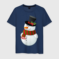 Футболка хлопковая мужская Снеговик, цвет: тёмно-синий