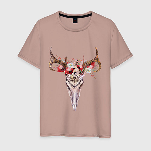 Мужская футболка Череп оленя / Пыльно-розовый – фото 1
