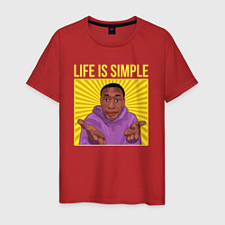 Футболка хлопковая мужская Life is simple!, цвет: красный