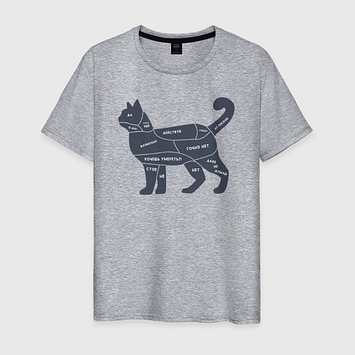 Мужская футболка Как гладить кота - инструкция / Меланж – фото 1