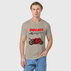 Футболка хлопковая мужская DUCATI ДУКАТИ MOTOSPORT, цвет: миндальный — фото 2