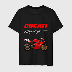 Футболка хлопковая мужская DUCATI ДУКАТИ MOTOSPORT, цвет: черный