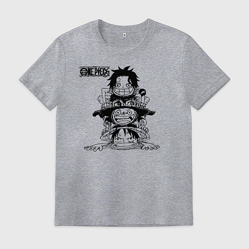 Мужская футболка Эйс, Луффи и Сабо - Братство ASL / Меланж – фото 1