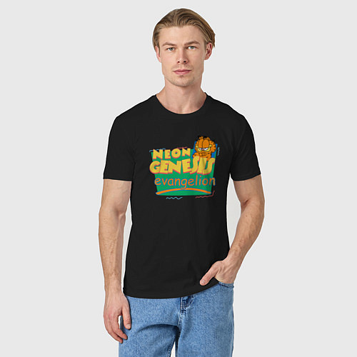 Мужская футболка GARFIELD GENESIS EVANGELION / Черный – фото 3