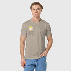 Футболка хлопковая мужская Баттерс в кармане, цвет: миндальный — фото 2