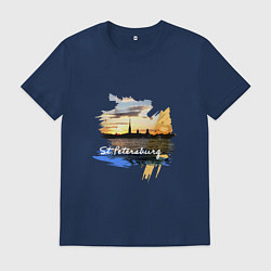 Футболка хлопковая мужская Travel Санк-Петербург, цвет: тёмно-синий