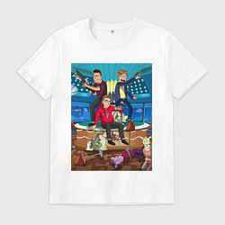 Футболка хлопковая мужская Ограбление по футурамски, цвет: белый