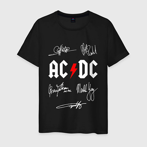 Мужская футболка AC DC АВТОГРАФЫ ИСПОЛНИТЕЛЕЙ / Черный – фото 1