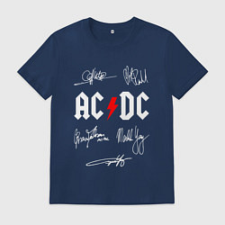 Футболка хлопковая мужская AC DC АВТОГРАФЫ ИСПОЛНИТЕЛЕЙ, цвет: тёмно-синий