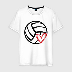 Футболка хлопковая мужская Love Volleyball, цвет: белый