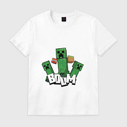 Футболка хлопковая мужская Криперы Creepers и Динамит, цвет: белый