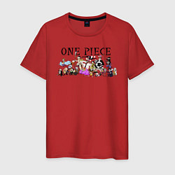 Футболка хлопковая мужская Персонажи One Piece Большой куш, цвет: красный