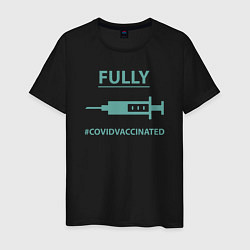 Футболка хлопковая мужская Covid Vaccinated, цвет: черный