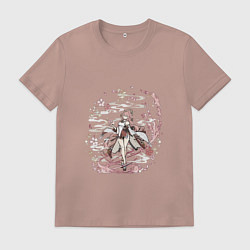 Футболка хлопковая мужская Яэ Мико в деле, цвет: пыльно-розовый