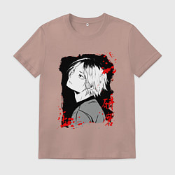 Футболка хлопковая мужская КЕНМА КОЗУМЕ KOZUME KENMA, цвет: пыльно-розовый