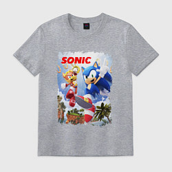 Футболка хлопковая мужская SONIC СОНИК Z, цвет: меланж