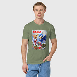 Футболка хлопковая мужская SONIC СОНИК Z, цвет: авокадо — фото 2