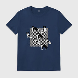 Футболка хлопковая мужская Черно-белые собачки, цвет: тёмно-синий