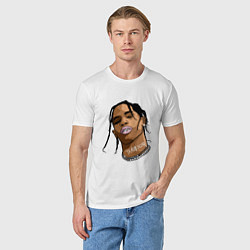 Футболка хлопковая мужская TRAVIS SCOTT ASTROWORLD Z, цвет: белый — фото 2