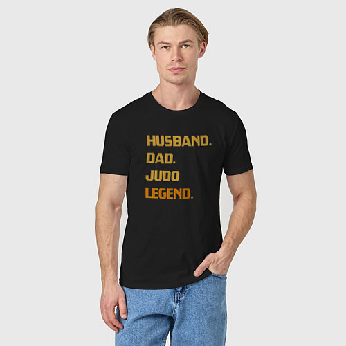 Мужская футболка Муж, отец, дзюдо, легенда / Черный – фото 3