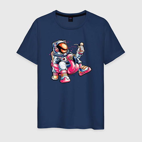 Мужская футболка Космонавт на реклаксе / Тёмно-синий – фото 1