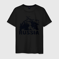 Футболка хлопковая мужская Russian bear, цвет: черный