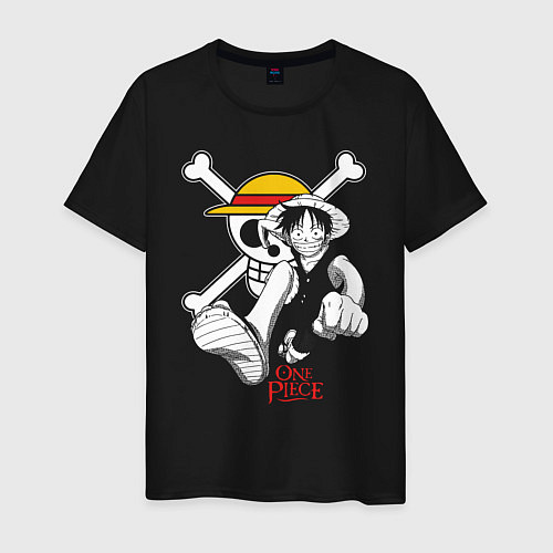 Мужская футболка Луффи пират Соломенной Шляпы One Piece / Черный – фото 1