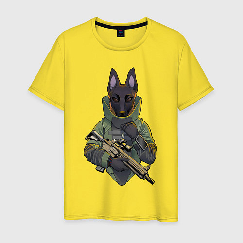 Мужская футболка Овчарка-военный / Желтый – фото 1