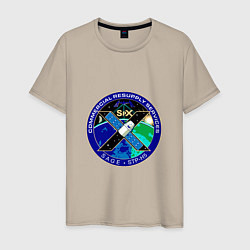 Футболка хлопковая мужская SPACEX Илон Маск Лого, цвет: миндальный