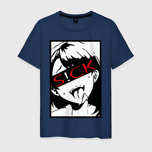 Мужская футболка Sick Ahegao / Тёмно-синий – фото 1